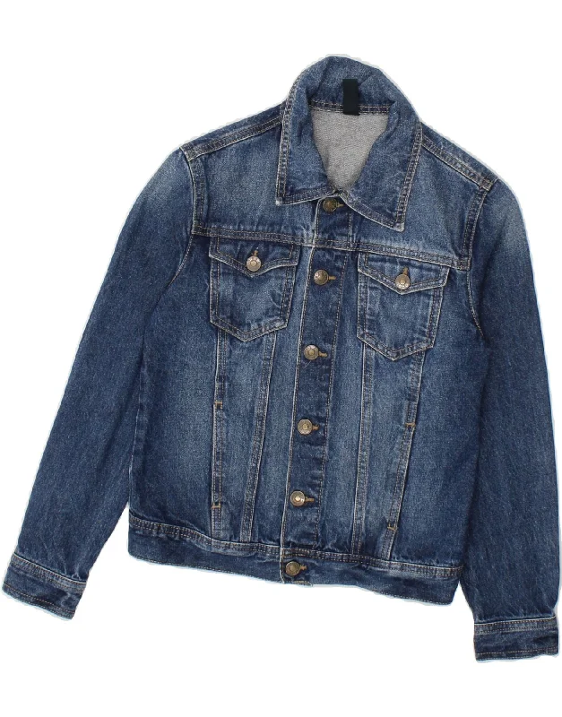 Men's Coats with Belted WaistsBENETTON Boys Denim Jacket 8-9 Years Large Blue Cotton