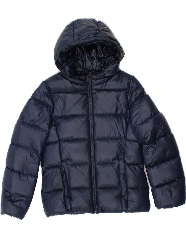 Functional Men's Ski JacketsBENETTON Boys Hooded Padded Jacket 8-9 Years Large Navy Blue Polyester