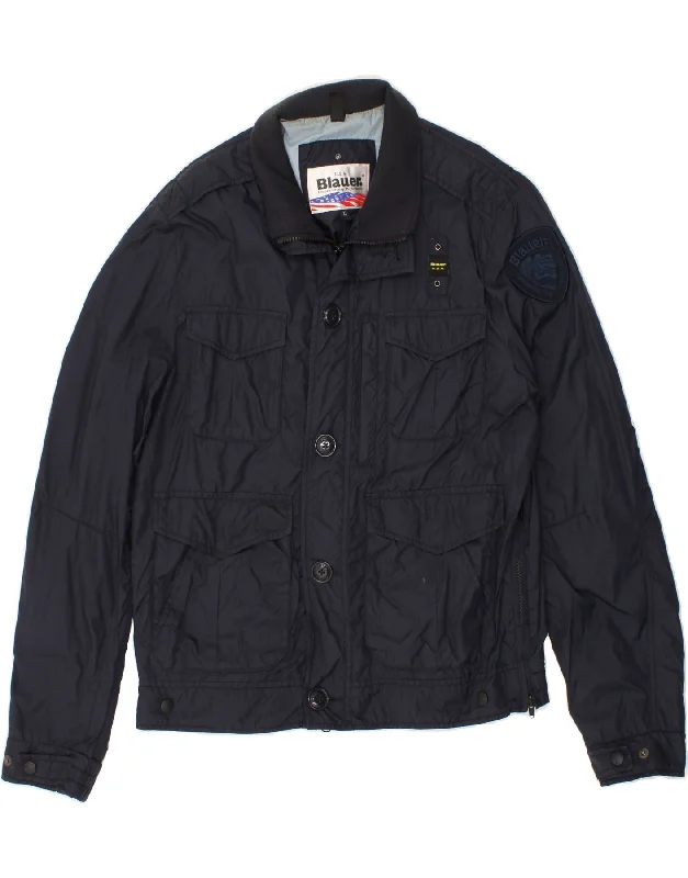 Men's Coats with Chest PocketsBLAUER Mens Utility Jacket UK 42 XL Navy Blue
