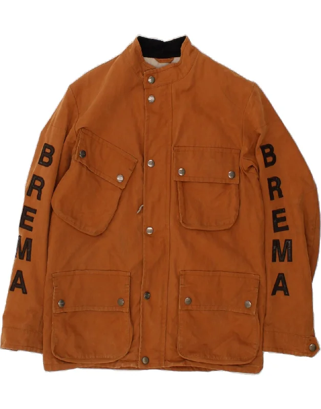 Men's Coats with Quilted LiningBREMA Mens Graphic Utility Jacket IT 48 Medium Brown Polyester