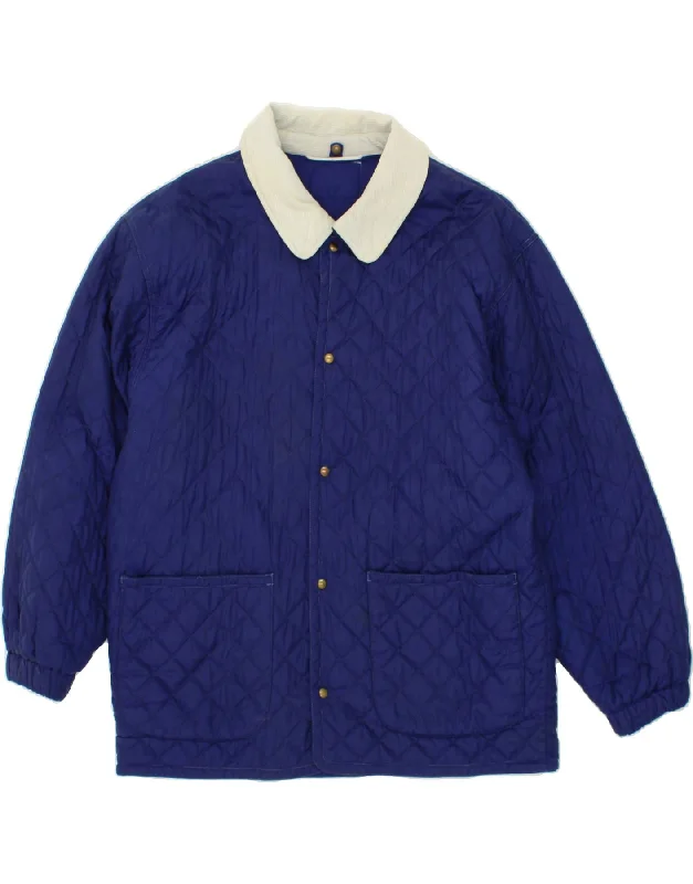 Men's Coats with ZippersBRUNIK Mens Quilted Jacket UK 42 XL Navy Blue
