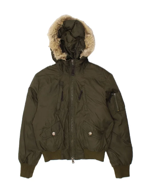 Men's Coats for WalkingCALVIN KLEIN JEANS Mens Hooded Padded Jacket UK 36 Small Khaki