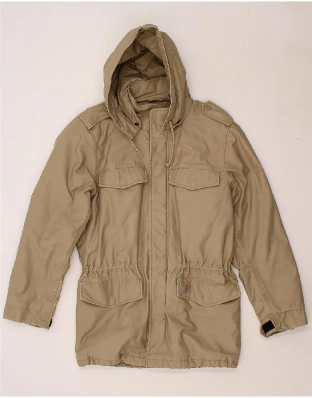 Men's Coats for Winter SportsCARHARTT Mens Hooded Military Jacket UK 38 Medium Beige Polyester
