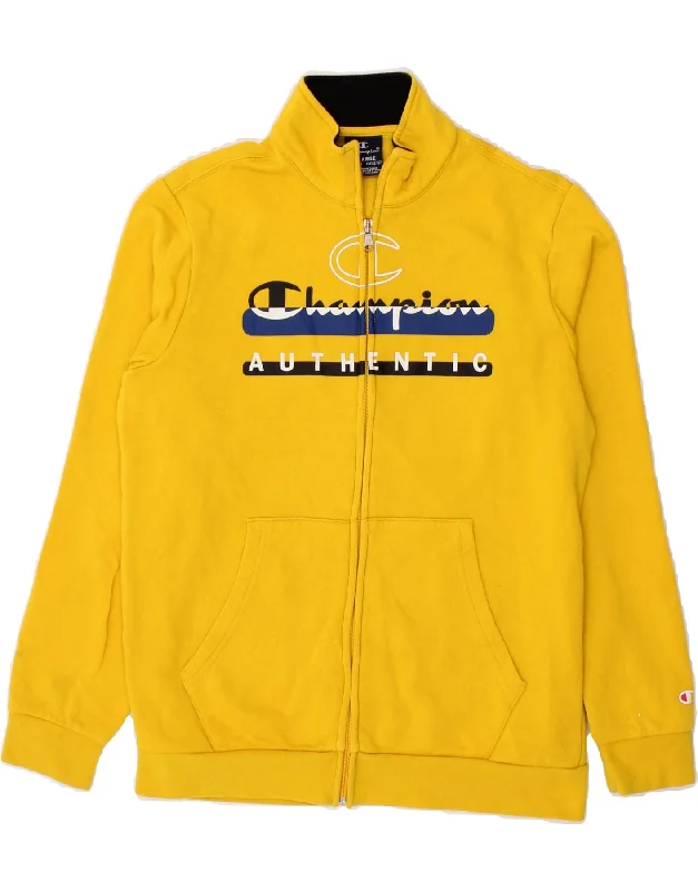 Men's Coats for All SeasonsCHAMPION Boys Graphic Tracksuit Top Jacket 13-14 Years XL Yellow Cotton
