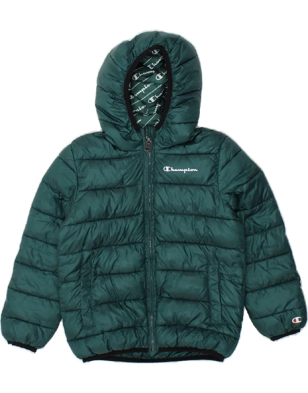 Men's Coats for SnowshoeingCHAMPION Boys Hooded Padded Jacket 4-5 Years Green Polyester