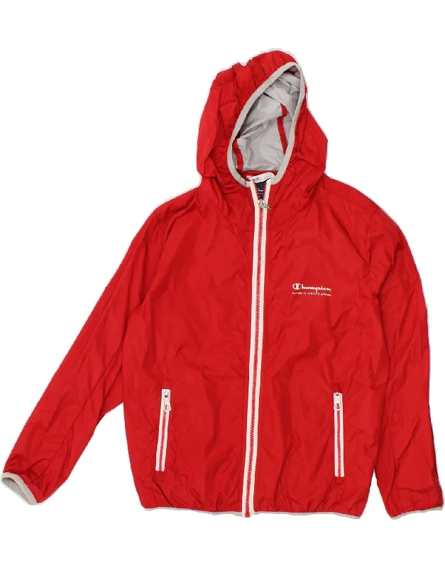 Men's Coats for Every BudgetCHAMPION Boys Hooded Rain Jacket 7-8 Years Small Red Polyamide