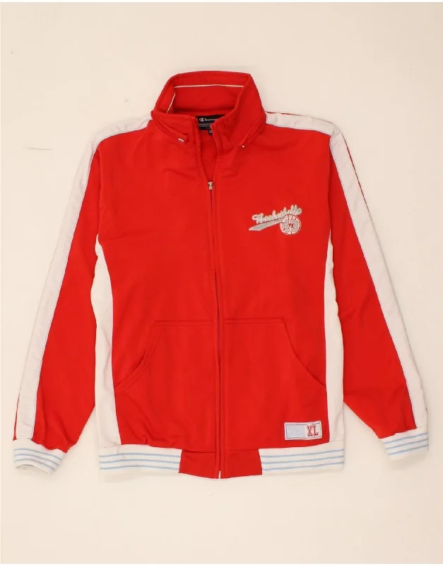 Men's Coats with Chest PocketsCHAMPION Boys Tracksuit Top Jacket 13-14 Years XL Red Colourblock