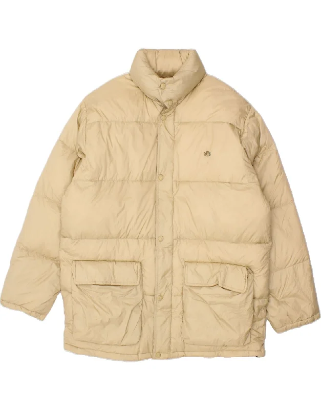 Elegant Men's Wool CoatsCHAMPION Mens Hooded Padded Jacket UK 40 Large Beige Polyamide