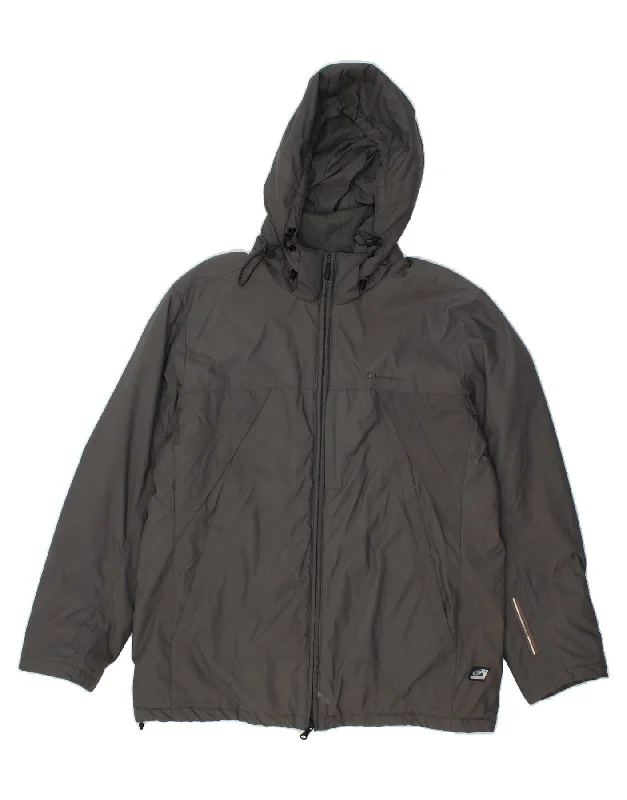 Men's Coats with Adjustable HemsCHAMPION Mens Hooded Windbreaker Jacket UK 40 Large Grey