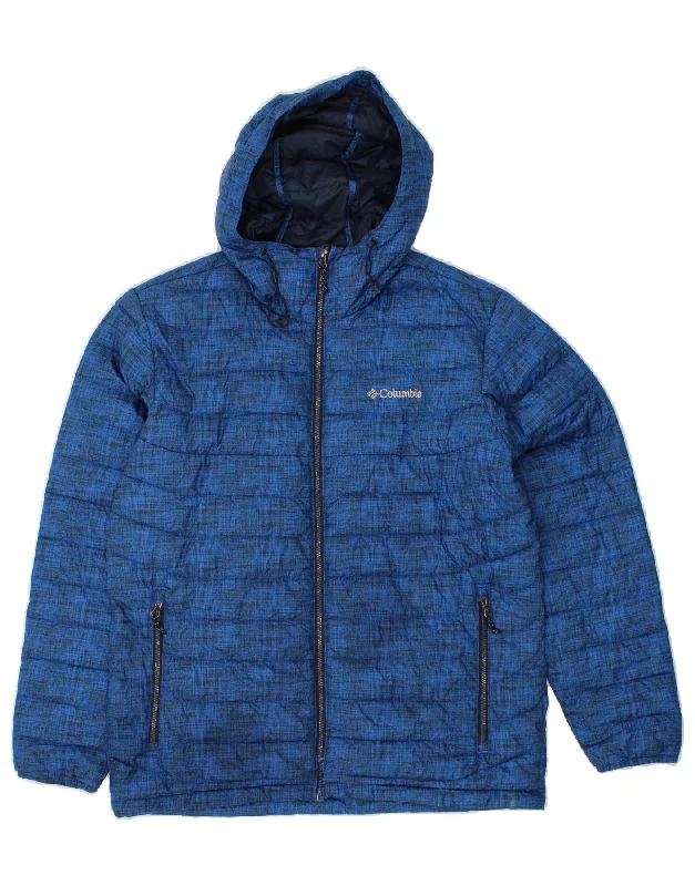 Men's Coats for SnowshoeingCOLUMBIA Mens Hooded Padded Jacket UK 40 Large Blue Polyester