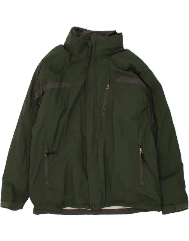 Men's Coats with Water-Repellent FabricCOLUMBIA Mens Hooded Windbreaker Jacket UK 42 XL Green Colourblock Nylon