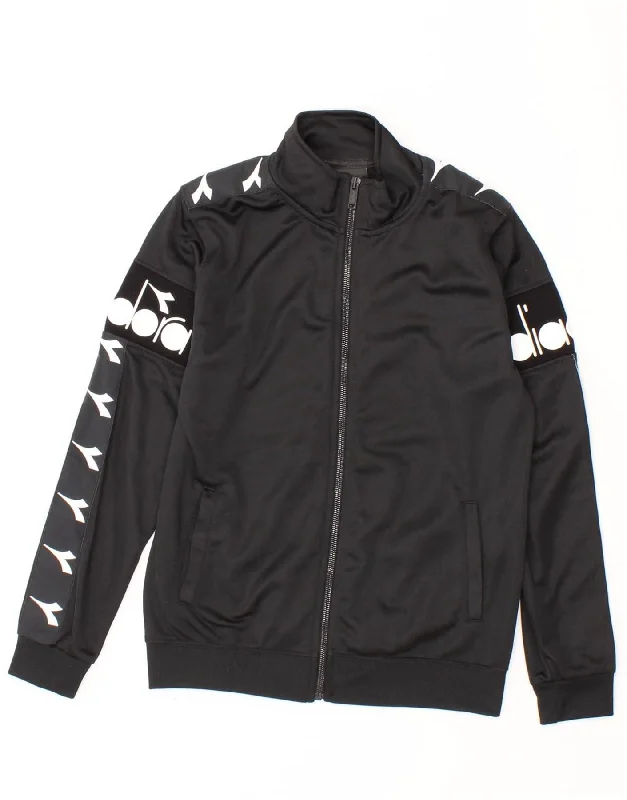 Men's Coats for Winter CampingDIADORA Boys Graphic Tracksuit Top Jacket 11-12 Years Black Polyester
