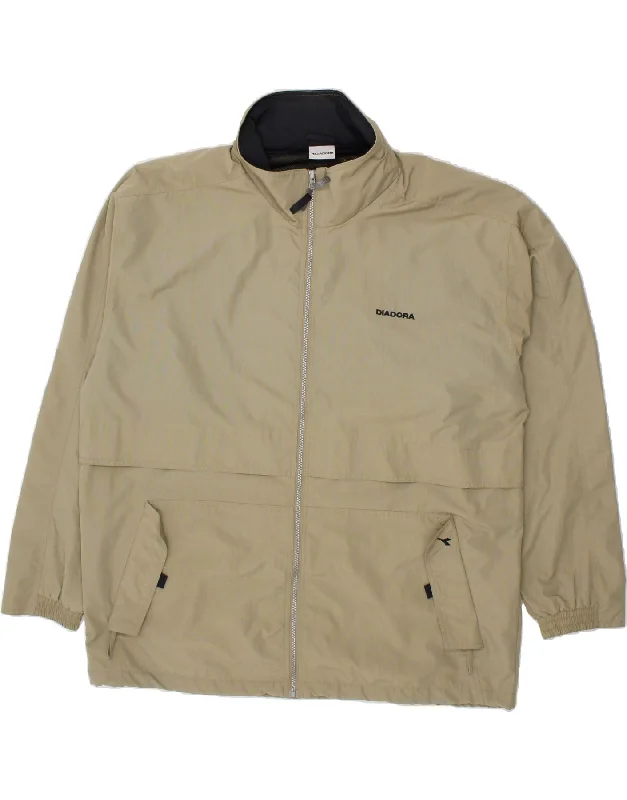 Men's Coats for SpringDIADORA Mens Hooded Rain Jacket UK 42 XL Beige Polyamide