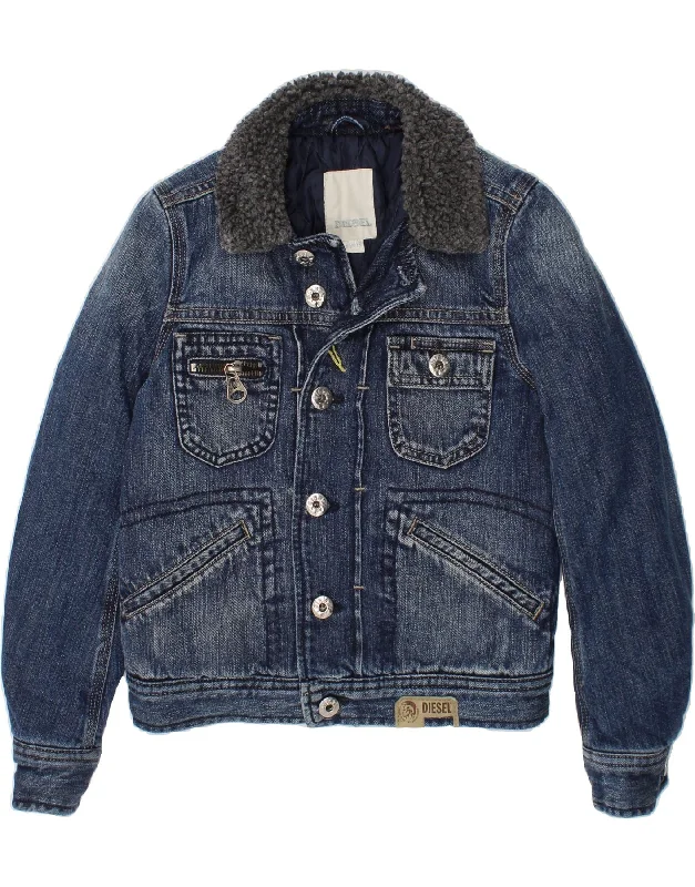 Men's Coats with Ripstop FabricDIESEL Boys Graphic Denim Jacket 4-5 Years XS Blue Cotton