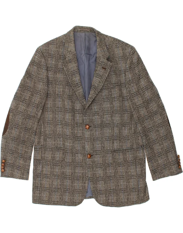 Men's Coats with PocketsDIGEL Mens 2 Button Blazer Jacket IT 52 XL Grey Herringbone Virgin Wool