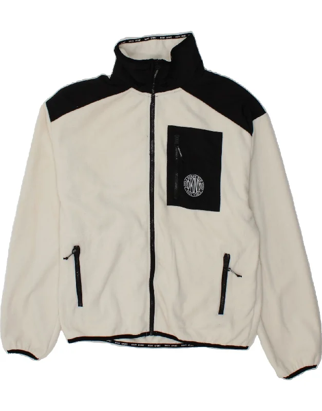 Men's Coats for Tall MenDKNY Mens Fleece Jacket UK 38 Medium White Colourblock Polyester