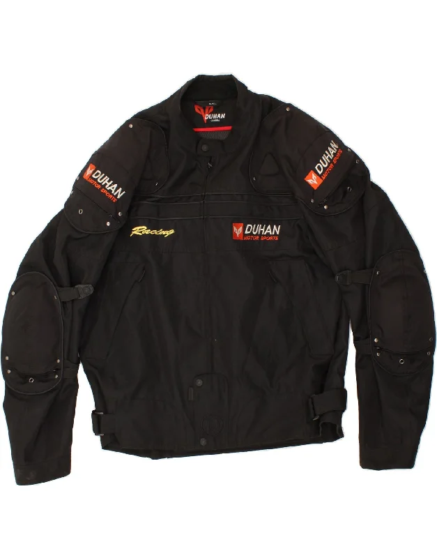 High-Quality Men's Duffle CoatsDUHAN Mens Graphic Racer Jacket UK 44 2XL Black
