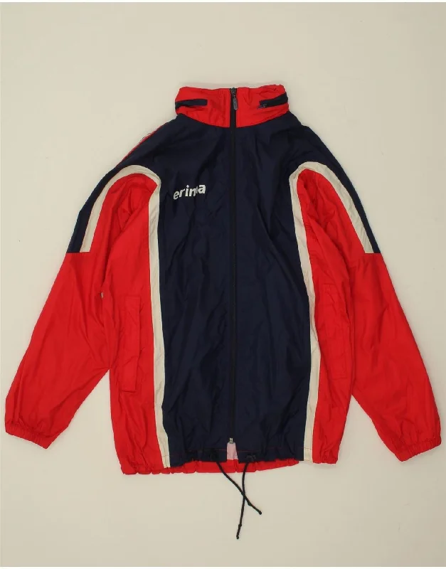 Men's Coats for BikingERIMA Mens Graphic Hooded Rain Jacket UK 36 Small Red Colourblock