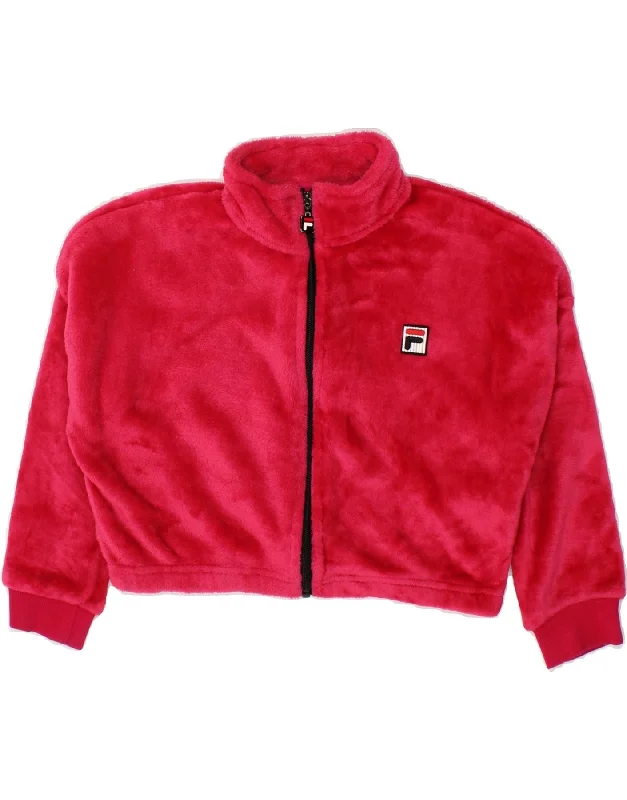 Men's Coats for HikingFILA Girls Crop Fleece Jacket 7-8 Years Pink Polyester