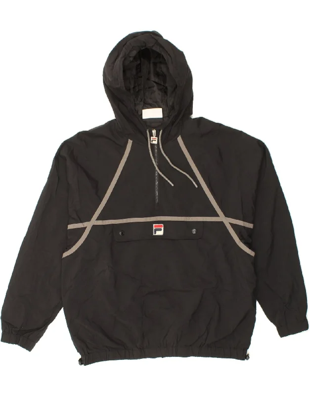 Comfortable Men's ParkasFILA Mens Hooded Rain Jacket UK 40 Large Black Nylon