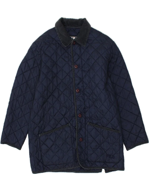 Men's Coats for WorkFILA Mens Quilted Jacket IT 48 Medium Navy Blue Polyamide