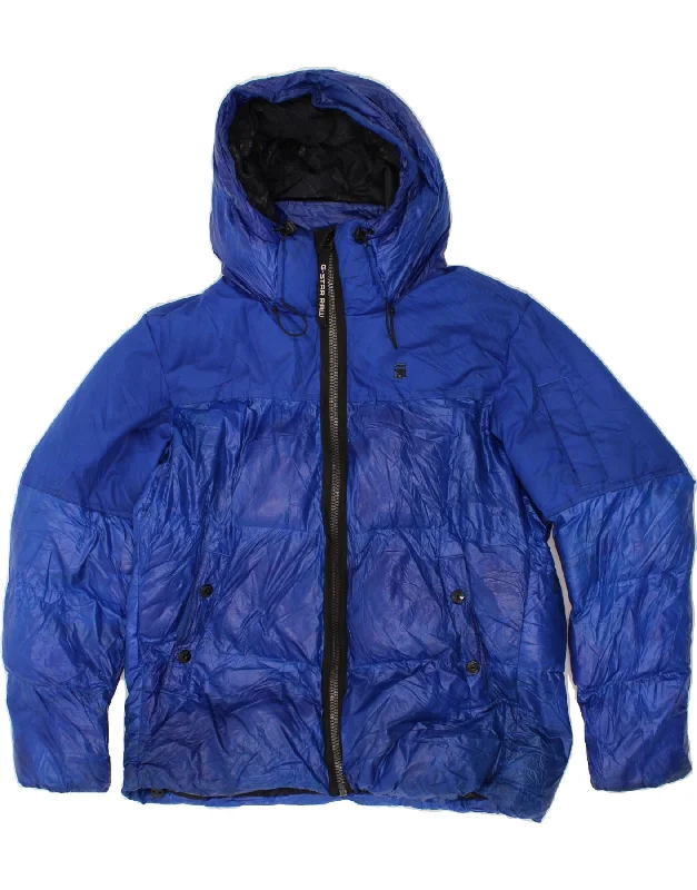 Cool Men's Pea CoatsG-STAR Mens Hooded Padded Jacket UK 42 XL Blue Polyester