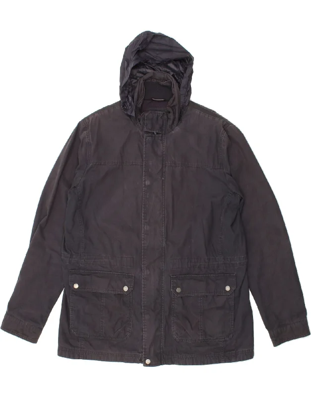 Men's Coats Made in ItalyGEOX Mens Hooded Utility Jacket UK 46 3XL Navy Blue Cotton