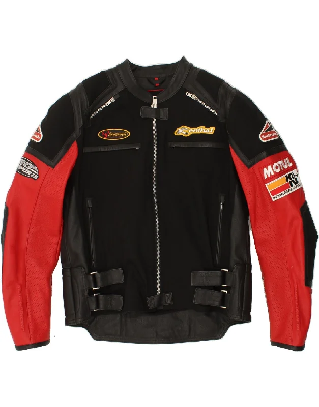 Men's Coats with LiningHEIN GERICKE Mens Motorcycle Graphic Biker Jacket I T 58 4XL Black Leather