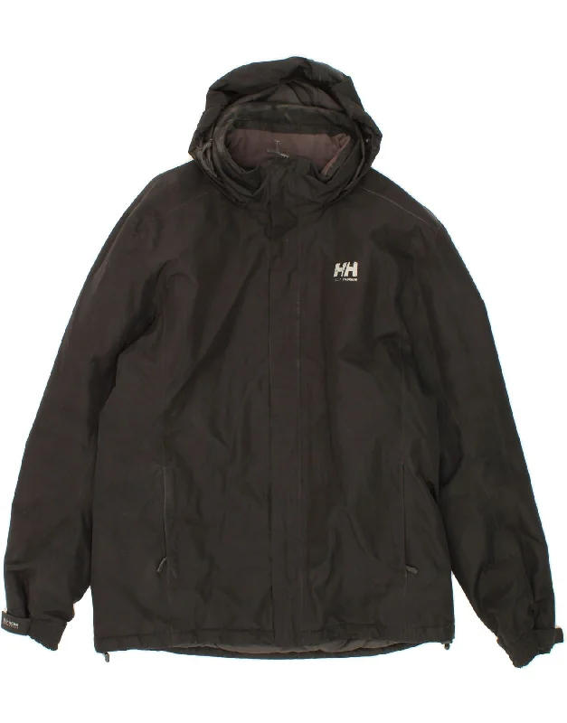 Men's Coats with Chest PocketsHELLY HANSEN Mens Hooded Windbreaker Jacket UK 44 2XL Black Polyester