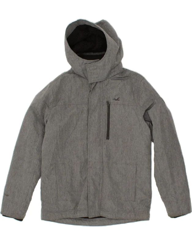 Men's Coats with Slim FitsHOLLISTER Mens Hooded Windbreaker Jacket UK 38 Medium Grey Polyester
