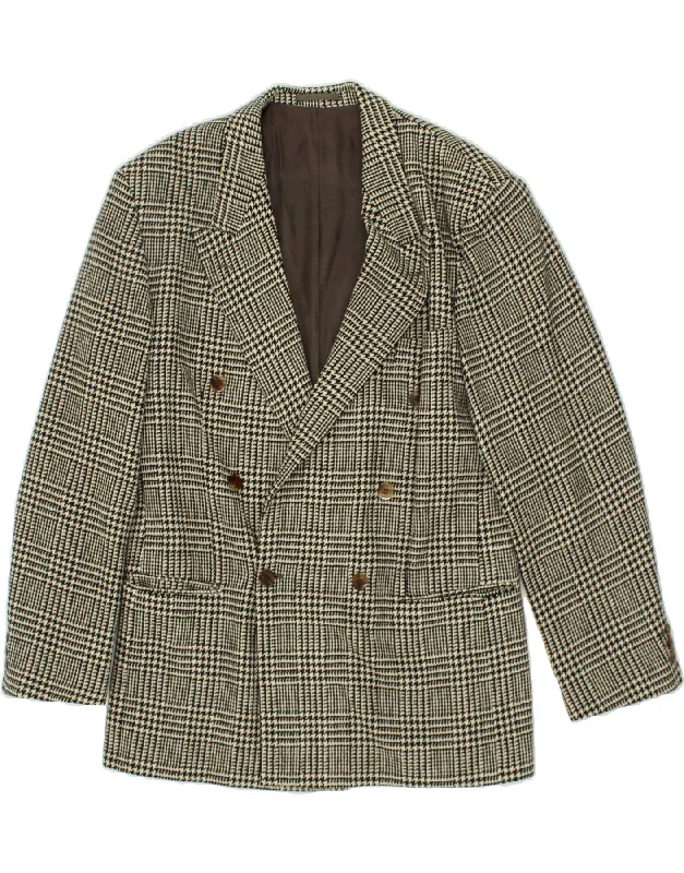 Men's Coats with Vintage StyleHUGO BOSS Mens Double Breasted Blazer Jacket UK 42 XL Black Houndstooth