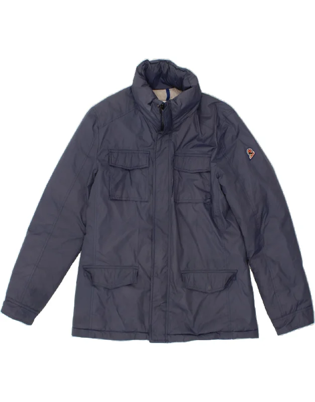 Men's Coats with Modern CutsINVICTA Mens Hooded Utility Jacket UK 42 XL Navy Blue Polyamide