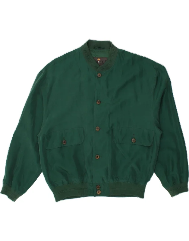 Trendy Men's Anorak JacketsIVY OXFORD Mens Bomber Jacket UK 40 Large Green Silk