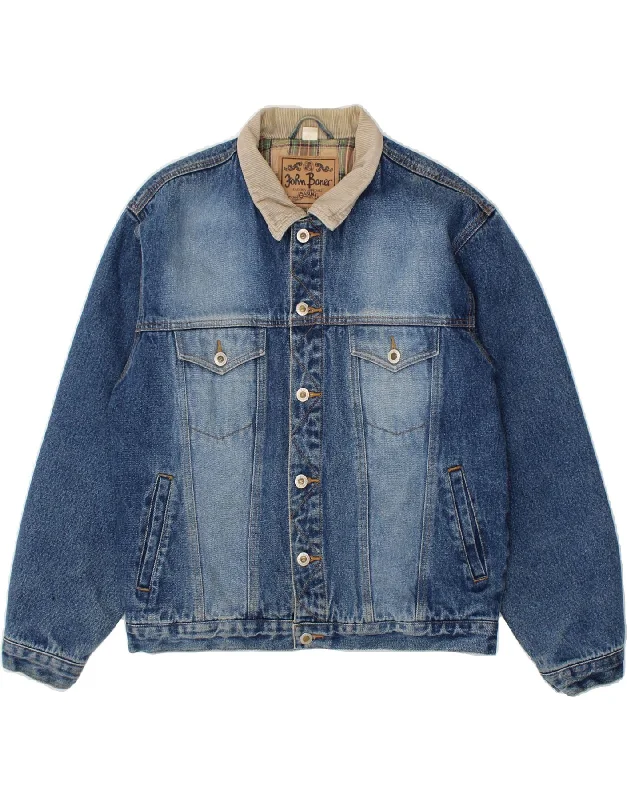 Men's Coats with Velcro ClosuresJOHN BANER Mens Denim Jacket UK 36 Small Blue Cotton