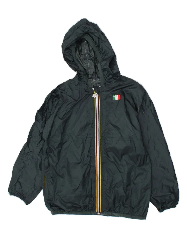 Men's Coats with Hidden PocketsK-WAY Boys Hooded Rain Jacket 9-10 Years Green Polyamide