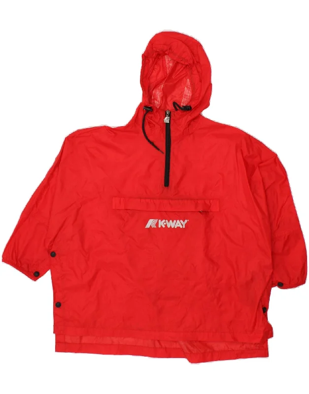 High-Quality Men's Duffle CoatsK-WAY Boys Pullover Hooded Rain Jacket 9-10 Years Red Polyamide