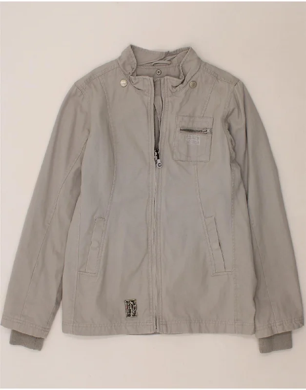 Men's Coats with Embroidered DetailsKANGAROOS Mens Bomber Jacket UK 36 Small Grey Cotton