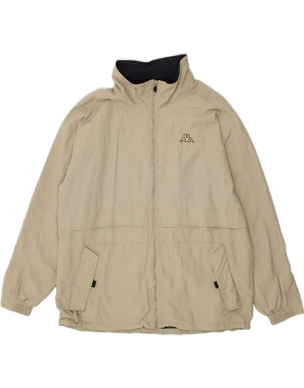 Designer Men's OvercoatsKAPPA Mens Hooded Rain Jacket UK 40 Large Beige Polyamide