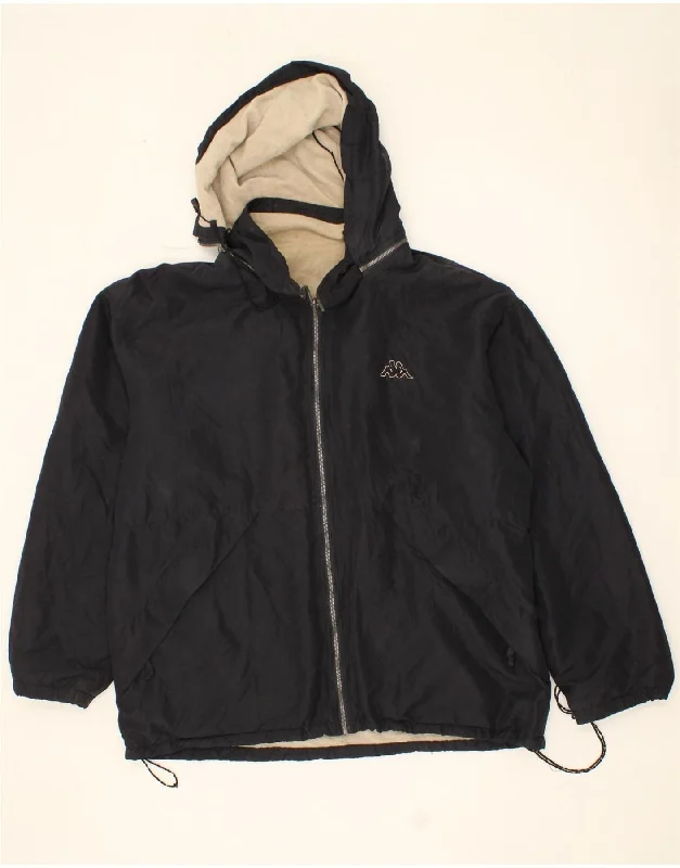 Men's Coats for Outdoor ActivitiesKAPPA Mens Hooded Reversible Jacket UK 46 3XL Black Colourblock Polyester