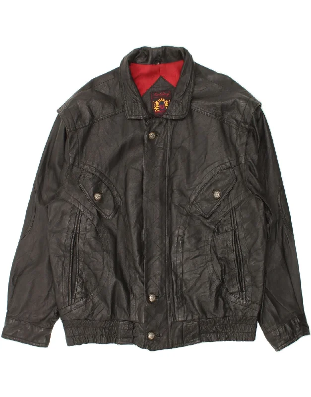 Best Men's Leather CoatsKARLSBURG  Mens Bomber Leather Jacket IT 52 XL Black Leather