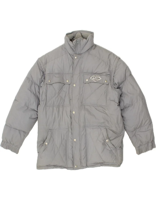 Men's Coats with Embroidered DetailsLOTTO Mens Padded Jacket UK 40 Large Grey Cotton