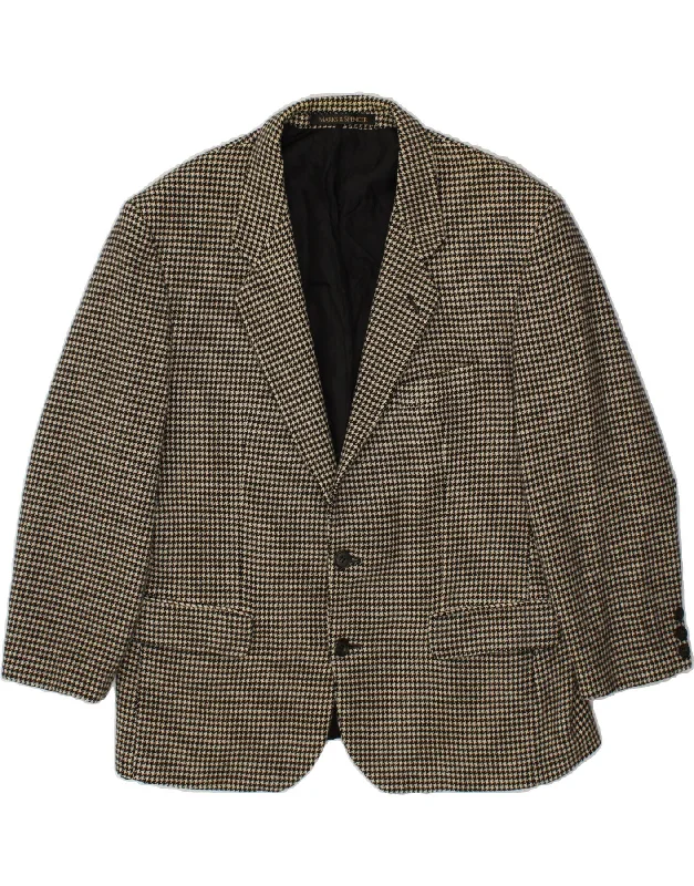 Men's Coats for HikingMARKS & SPENCER Mens 2 Button Blazer Jacket IT 52/54 XL Black Houndstooth