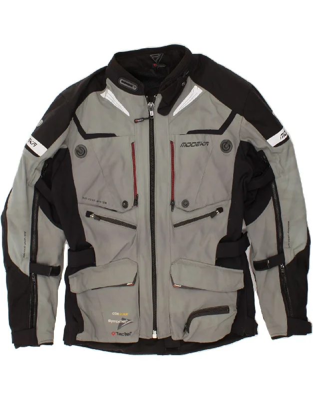Men's Coats with Removable LiningsMODEKA Mens Graphic Biker Jacket UK 42 XL Grey Colourblock