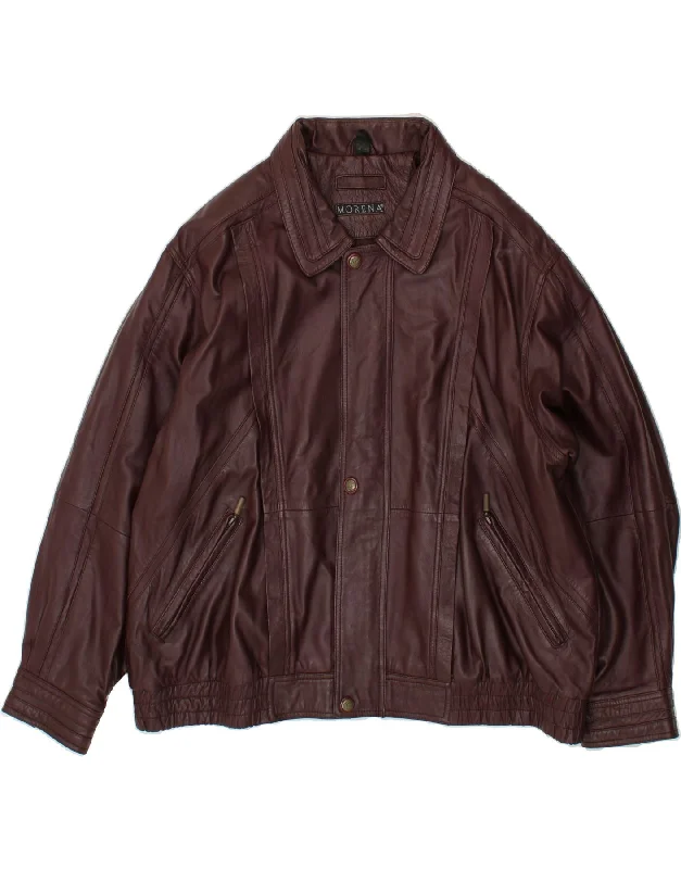 Men's Coats with Quick-Dry FabricMORENA Mens Leather Jacket UK 46 3XL Maroon Polyester