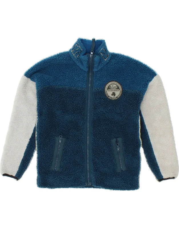 Weather-Resistant Men's CoatsNAPAPIJRI Boys Graphic Fleece Jacket 9-10 Years Blue Colourblock Polyester