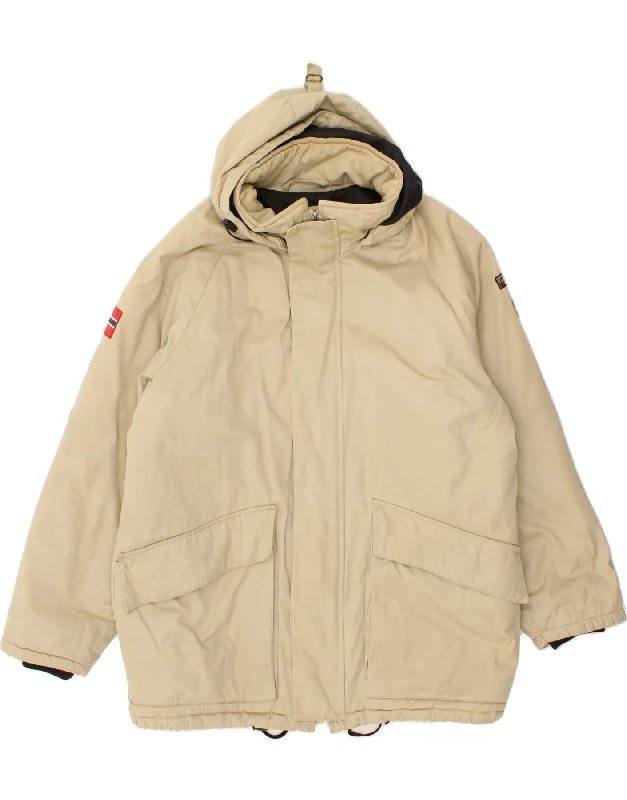 Men's Coats with Slim FitsNAPAPIJRI Mens Hooded Windbreaker Jacket UK 42 XL Beige Cotton