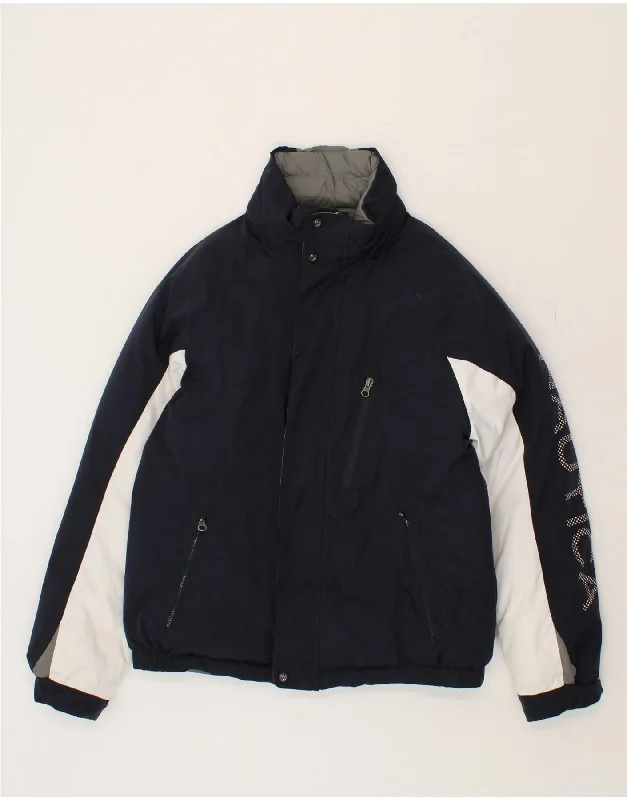 Men's Coats with Snap ButtonsNAUTICA Mens Graphic Reversible Jacket UK 36 Small Navy Blue Colourblock