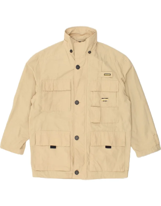 Men's Coats with Inner PocketsNAVIGARE Mens Loose Fit Utility Jacket UK 36 Small Beige Cotton