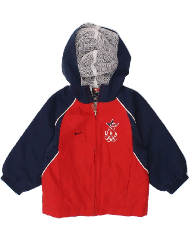 Men's Coats for SkiingNIKE Baby Boys USA Olympics Graphic Hooded Rain Jacket 12-18 Months Red