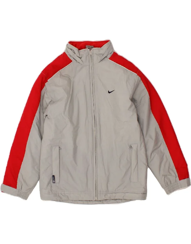 Classic Men's Trench CoatsNIKE Boys Graphic Padded Jacket 9-10 Years Grey Colourblock Nylon